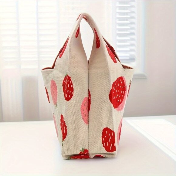 Travel Passions - Charming Strawberry Knitted Tote Bag - Picture 3 of 5